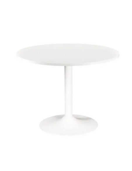 Mesa redonda 100 blanca pata metálica columna color blanca