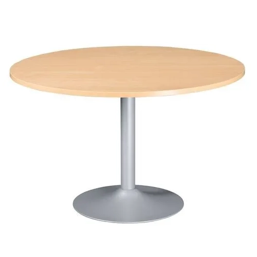 Mesa redonda 120 haya pata metálica columna color aluminio