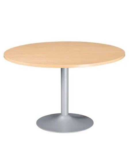 Mesa redonda 120 haya pata metálica columna color aluminio