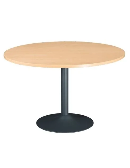 Mesa redonda 120 haya pata metálica columna color antracita