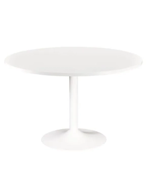 Mesa redonda 120cm blanca pata metálica columna color blanca