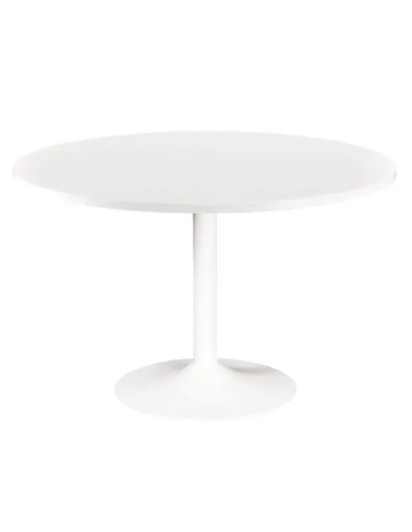 Mesa redonda 120cm blanca pata metálica columna color blanca