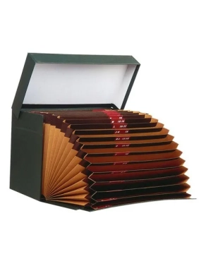 Caja transferencias folio acordeon doble fondo verde