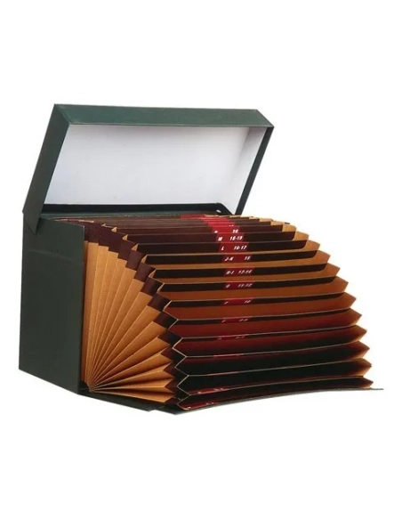 Caja transferencias folio acordeon doble fondo verde