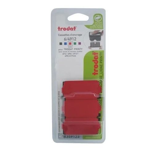 Blister 3 almohadillas 4912 tinta roja Trodat