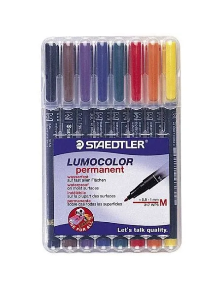 Estuche 8 rotuladores perm. Staedtler Lumocolor 0,8mm