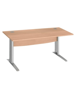 Mesa oficina patas metalicas aluminio en L  80cm roble claro