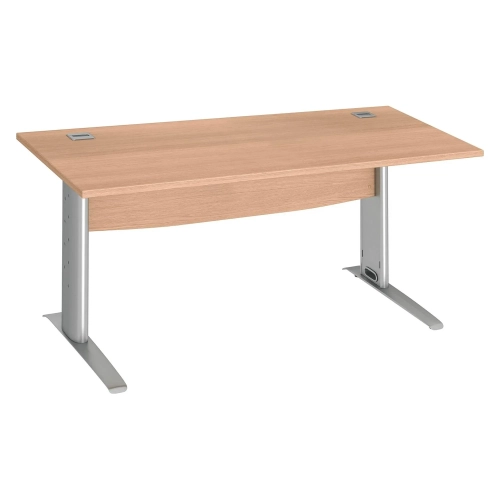 Mesa oficina patas metalicas aluminio en L  80cm roble claro