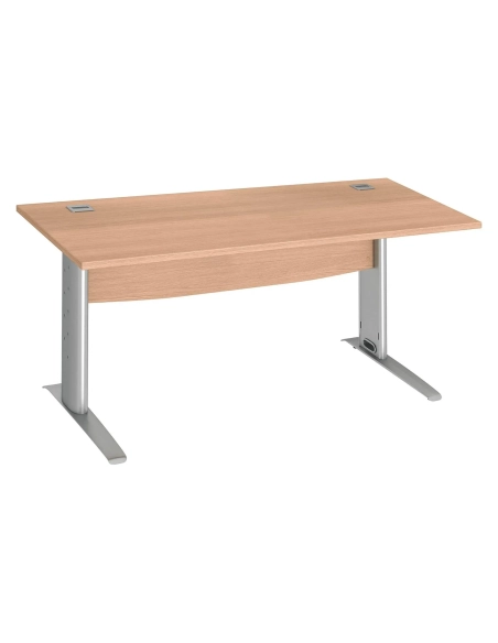 Mesa oficina patas metalicas aluminio en L  80cm roble claro