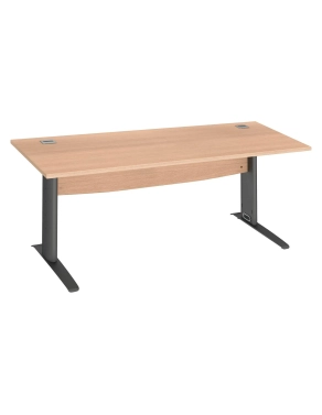 Mesa oficina patas metalicas antracita en L 80cm roble claro