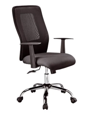 Silla oficina respaldo redecilla con brazo Seattle negro