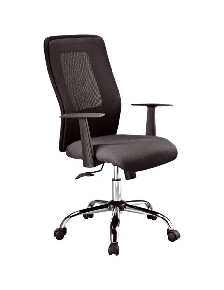 Silla oficina respaldo redecilla con brazo Seattle negro