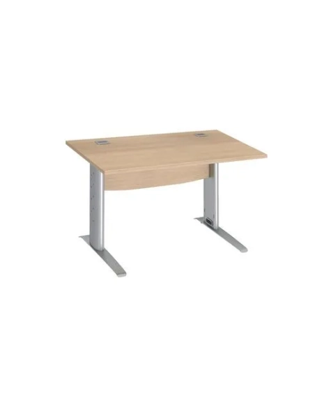 Mesa oficina patas metalicas aluminio en L 120cm roble claro