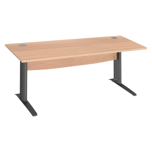 Mesa oficina patas metalicas antracita en L 120 roble claro