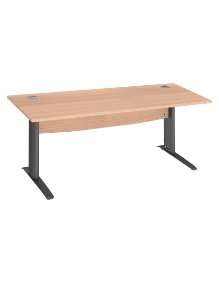 Mesa oficina patas metalicas antracita en L 120 roble claro