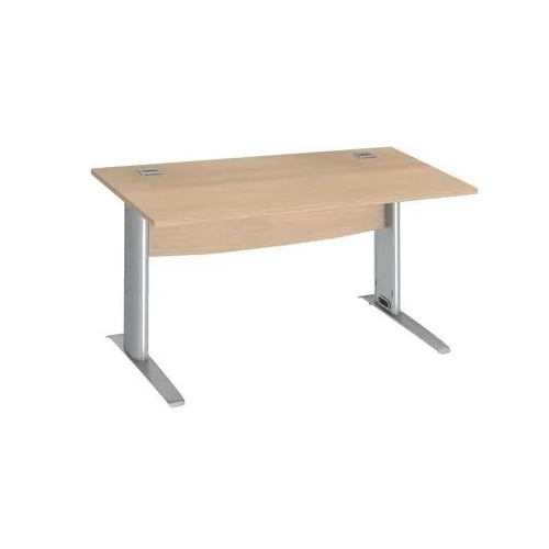 Mesa oficina patas metalicas  aluminio en L  140cm roble claro