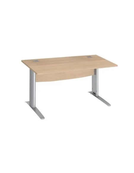 Mesa oficina patas metalicas  aluminio en L  140cm roble claro