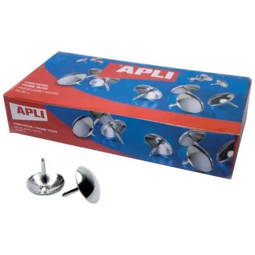 Caja 50 chinchetas niqueladas