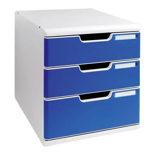 Modulo apilable gris 3 cajones azules