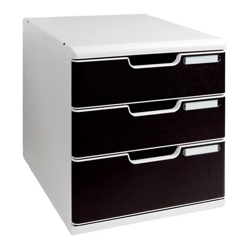 Modulo apilable gris 3 cajones negros