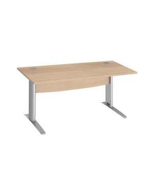 Mesa oficina patas metalicas aluminio en L  160cm roble claro