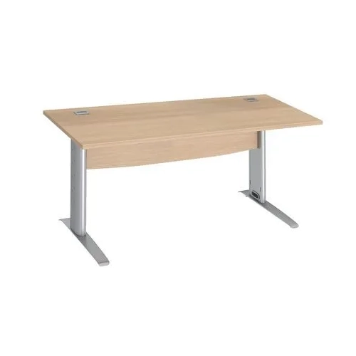 Mesa oficina patas metalicas aluminio en L  160cm roble claro