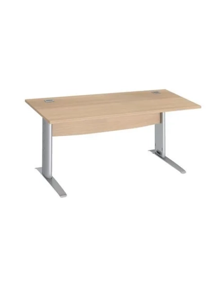 Mesa oficina patas metalicas aluminio en L  160cm roble claro