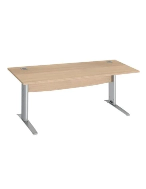 Mesa oficina patas metalicas aluminio 180cm roble claro