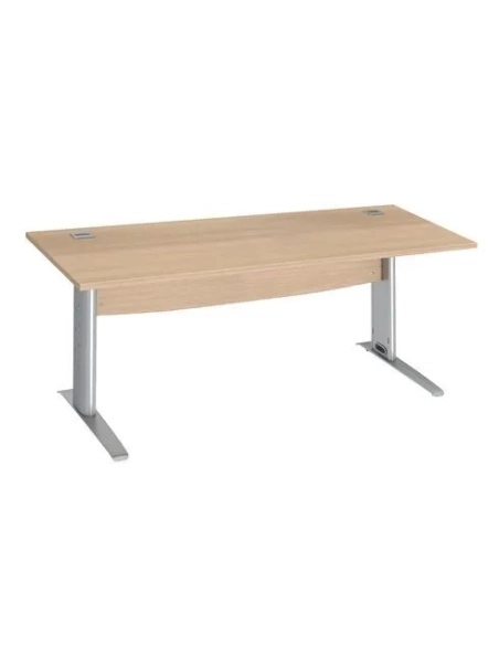 Mesa oficina patas metalicas aluminio 180cm roble claro