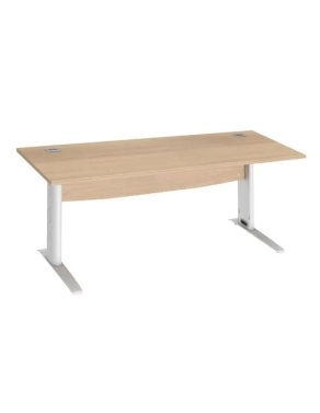 Mesa oficina patas metalicas blancas 180cm roble claro