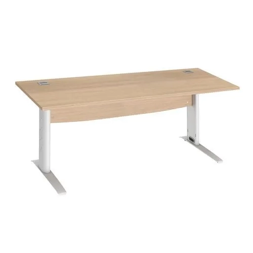 Mesa oficina patas metalicas blancas 180cm roble claro