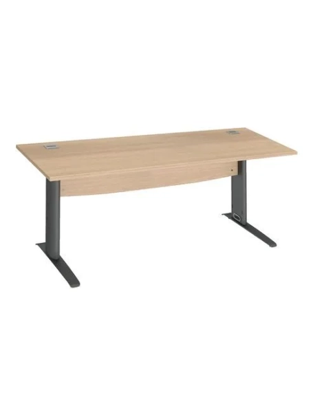 Mesa oficina patas metalicas en L  180cm roble claro Excellens