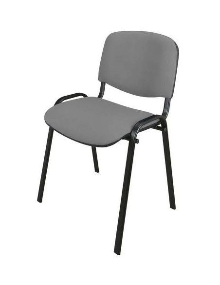 Silla conferencia clasica  patas negras gris
