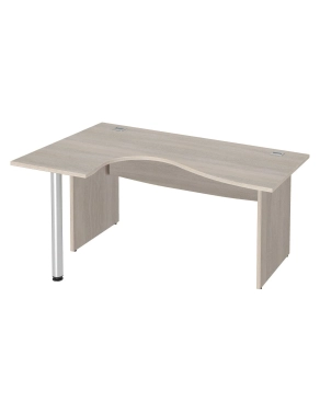 Mesa oficina 180 ala izquierda patas madera en L roble gris