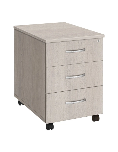 Cajonera ruedas 3 cajones roble gris excellens