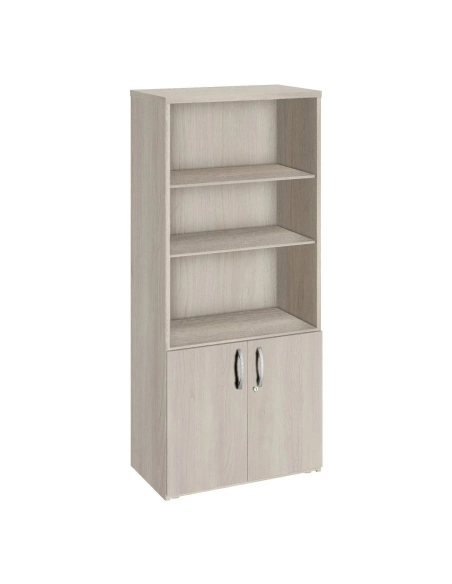 Armario biblioteca alto 182x80 puertas bajas roble gris