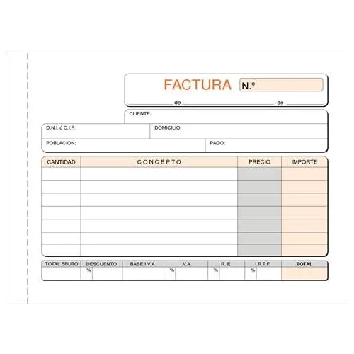 Talonario factura 150x105 mm duplicado apaisado