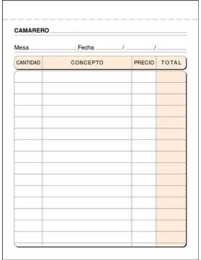 Talonario camarero 105x150 mm  triplicado