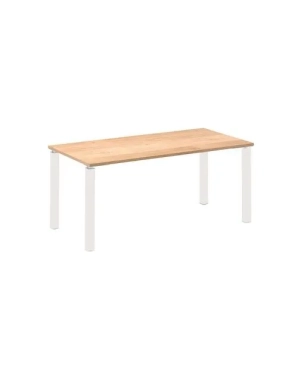 Mesa recta 160 roble 4 patas blancas Eden