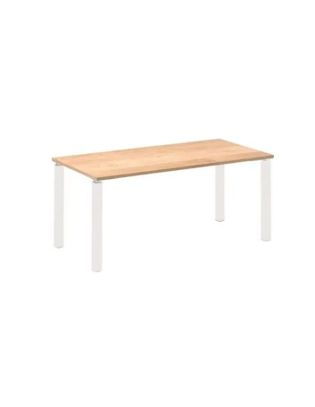 Mesa recta 160 roble 4 patas blancas Eden