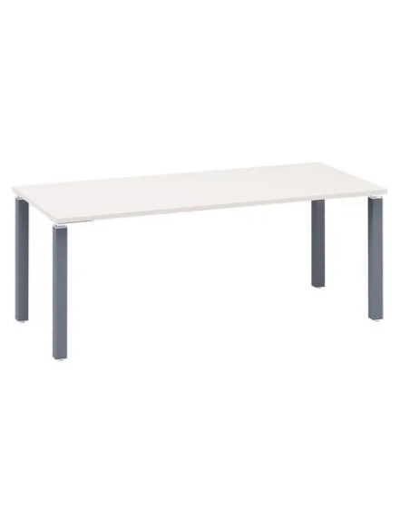 Mesa recta 180 blanca 4 patas antracita Eden