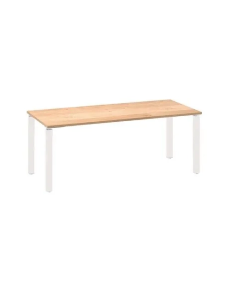 Mesa recta 200 roble 4 patas blancas Eden