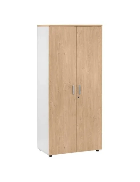 Armario alto 180x80 roble cuerpo blanco Eden