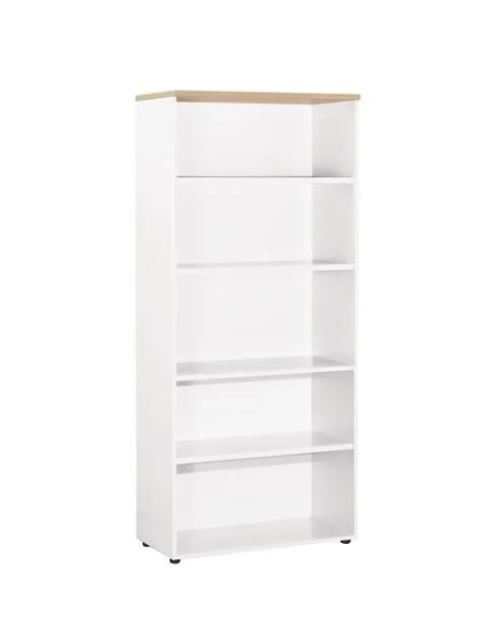 Bliblioteca alto 180x80 roble cuerpo blanco Eden