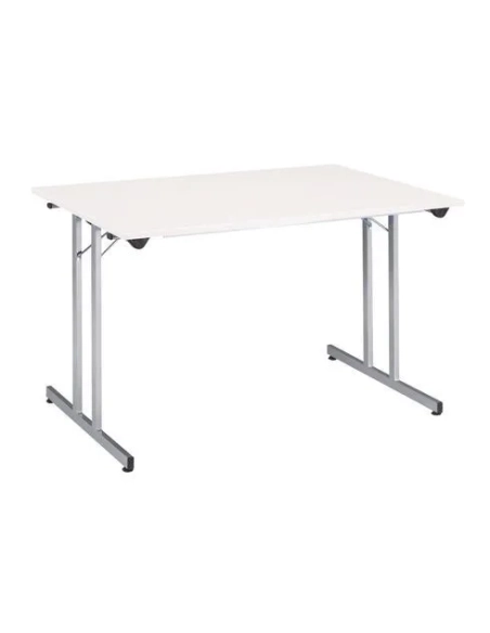 Mesa plegable apilable multiusos blanca 120x80 pata aluminio