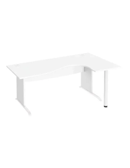Mesa oficina 180 ala derecha patas madera en L blanca