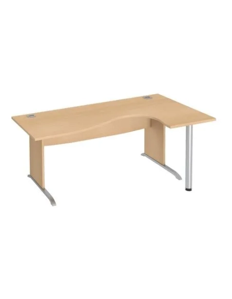 Mesa oficina 180 ala derecha patas madera en L haya