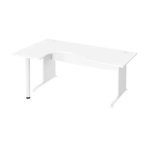 Mesa oficina 180 ala izquierda patas madera en L blanca