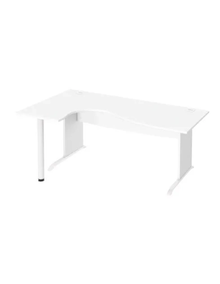 Mesa oficina 180 ala izquierda patas madera en L blanca