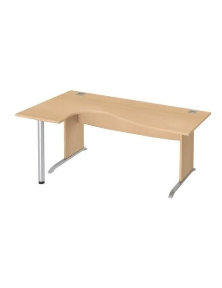 Mesa oficina 180 ala izquierda patas madera en L haya